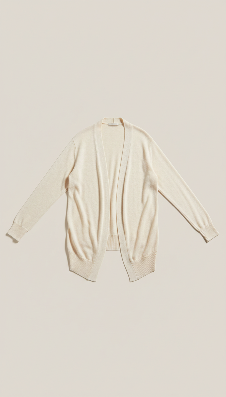 Illustrative sample Ivory Weekend Cardigan for site review, not actual inventory